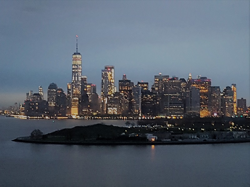 21st April 2019 - Lower Manhattan & Goveners Island from Queen Mary 2 in New York Harbour (Click Here to Return to New York Cruise Photographs)
