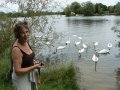14th August 2009 - Thames Path 2 - Sally and Swans on Manorbrook Lake