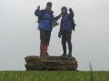 6th January 2007 - Bredon Hill - Derek and Eddie on Topograph Stone at Summit