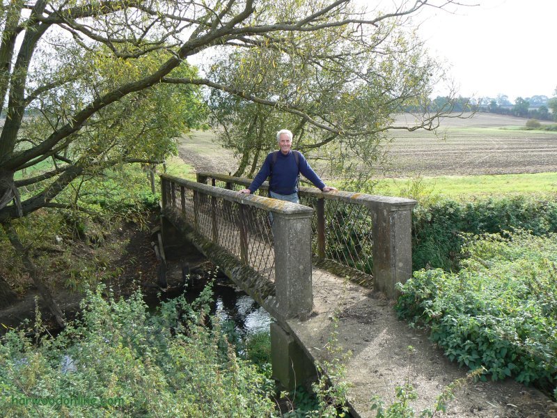 28th September 2007 - Warwickshire Ramble - John on Footbridge over River Itchen (Click Here to Return to Walk Description No. 704)